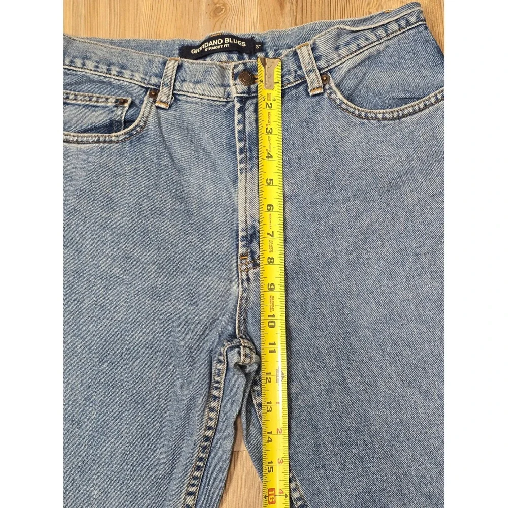 Giordano Blues Mens Straight Fit Jeans Medium Wash Blue 100% Cotton Size 32x33